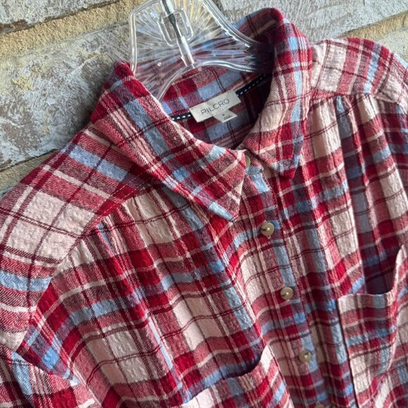 Pilcro Long Sleeve Button Up Collared Plaid Shirt Women's Size S - Picture 5 of 9